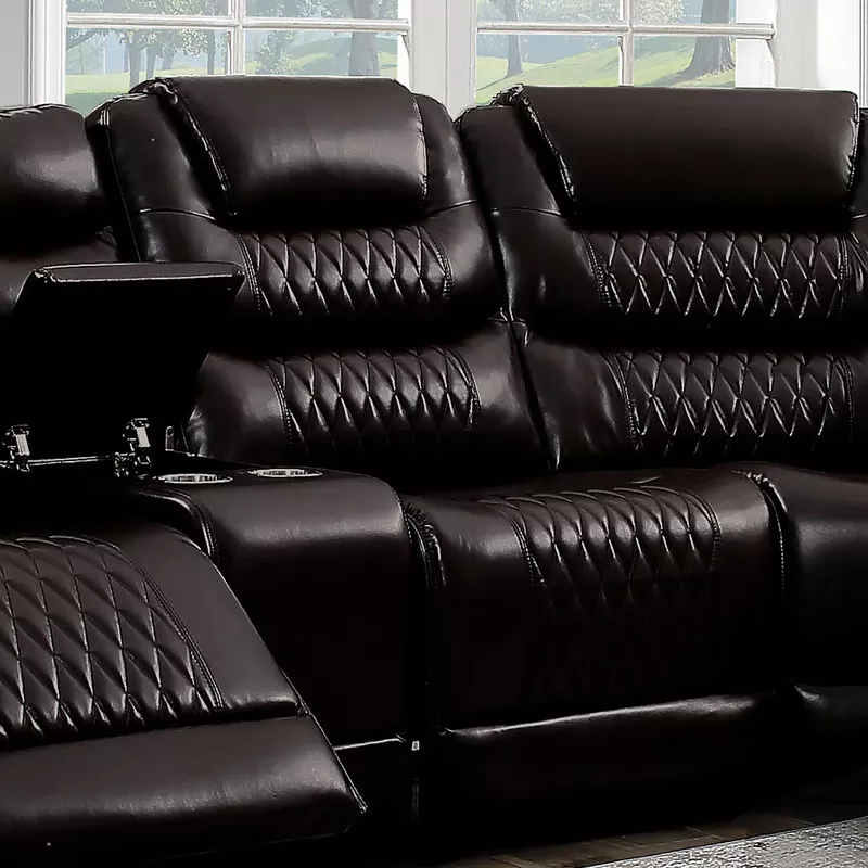 Transitional Faux Leather Armless Power Recliner in Brown