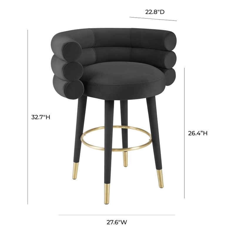 Strick & Bolton Laffut Velvet/ Gold Stainless Steel Counter Stool - N/A - Single - Grey - Counter height