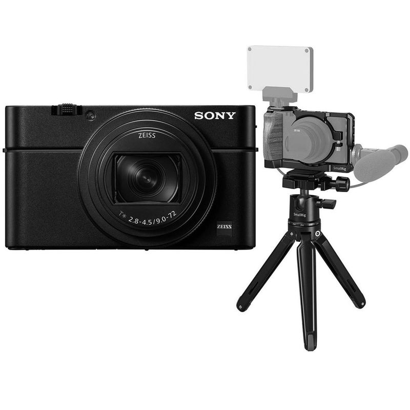 Sony Cyber-shot DSC-RX100 VII Digital Camera - With SmallRig Vlog Kit Cage, Mini Tripod, QR Plate