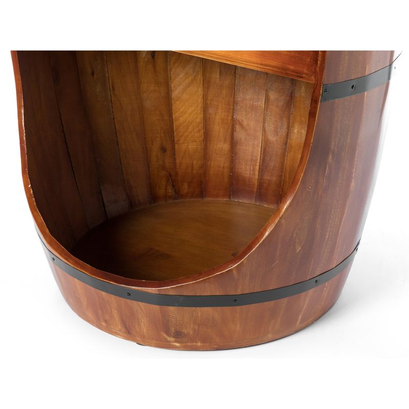 Rustic Wooden Wine Barrel Display Shelf Storage Stand - Brown