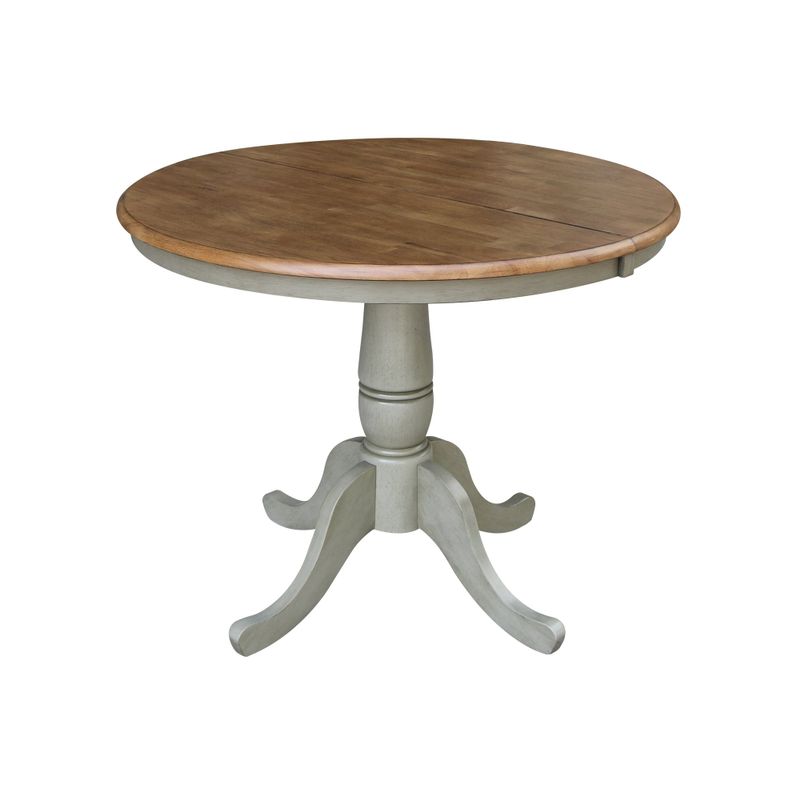 36" Round Extension Dining Table With 2 San Remo Chairs - Distressed Hickory/Stone