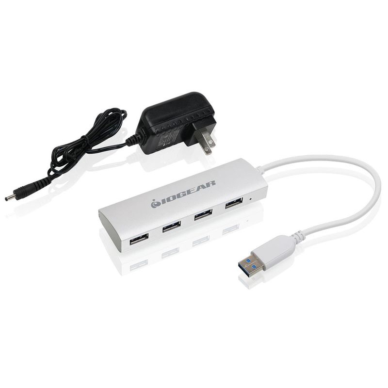 IOGEAR GUH304P Aluminum USB 3.0 4-Port Hub with Power Supply