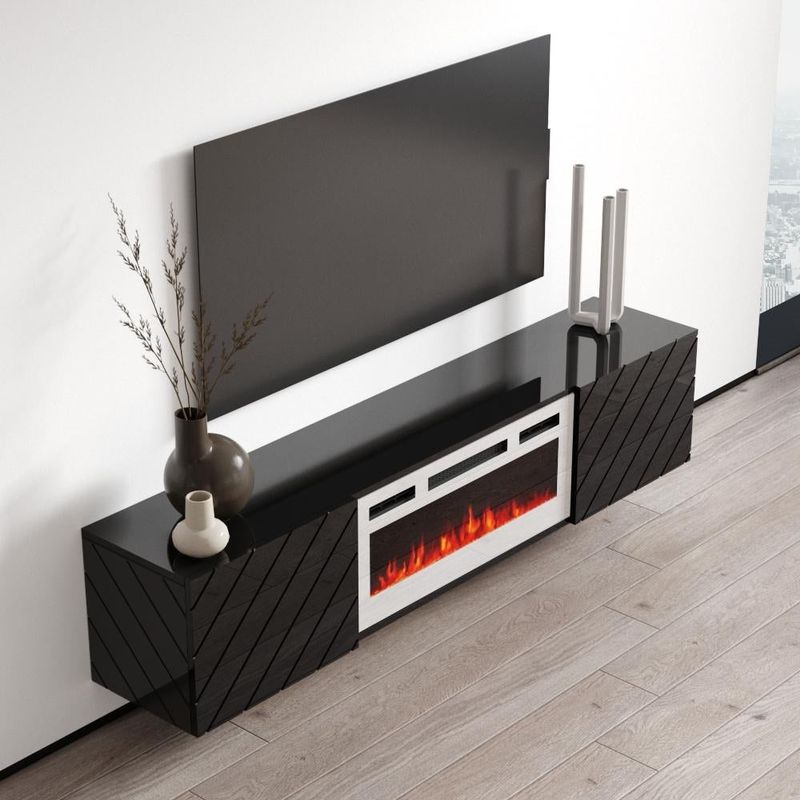 Luxe WH-EF Wall Mounted Electric Fireplace Modern 72" TV Stand - Black