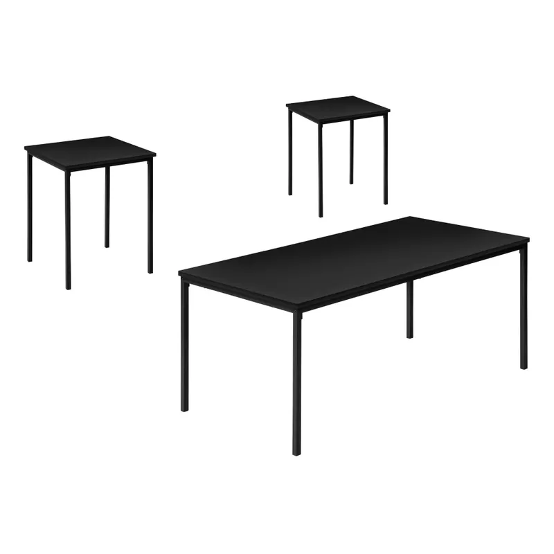 Table Set - 3Pcs Set / Black / Black Metal