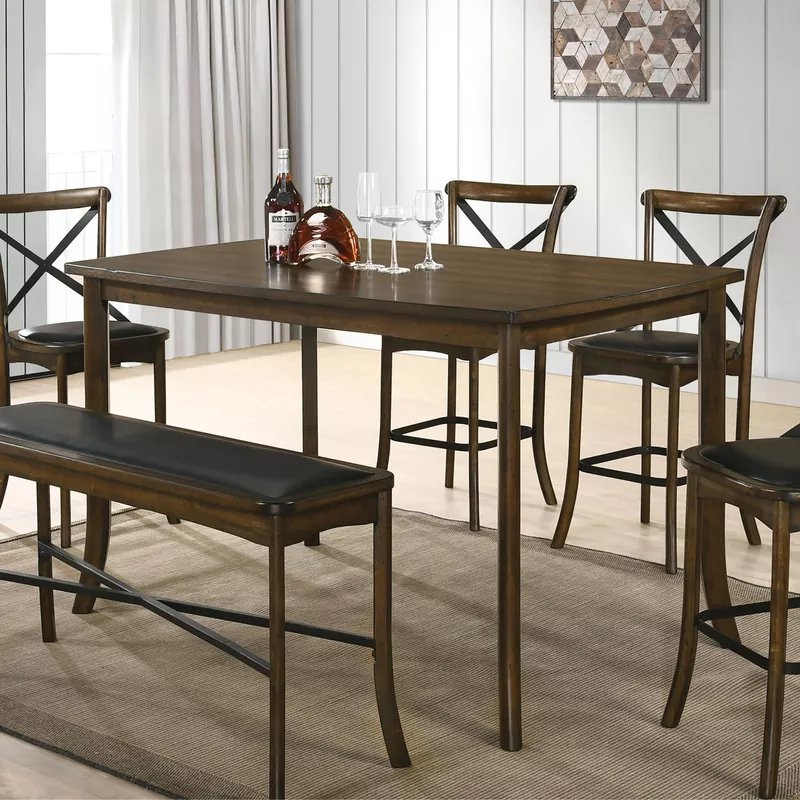 Industrial 59-inch Counter Height Dining Table in Burnished Oak