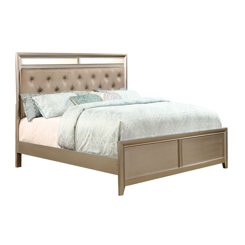Furniture of America Merria Contemporary Silver Tufted Bed - Queen