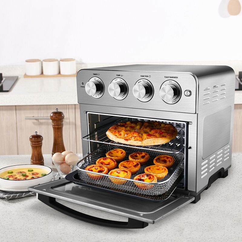 Silver Air Fryer Toaster Oven Convection Airfryer Countertop Oven  Broil / Reheat / Fry Oil-Free - Silver