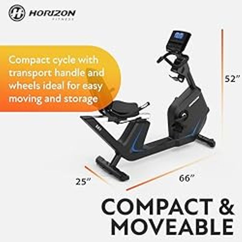 Horizon Fitness 5.0R Recumbent Bike, Fitness & Cardio, Magnetic Resistance Cycling Bike with Bluetooth, Comfort Seat with Lumbar Support,...
