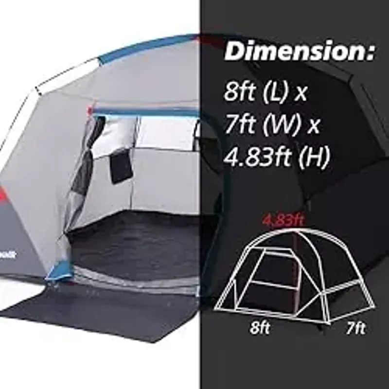 Camping Tent, Tent for Camping, Easy Set up Camping Tent 4 Person and 6 Person for Hiking Backpacking Traveling Outdoor, Light Blue