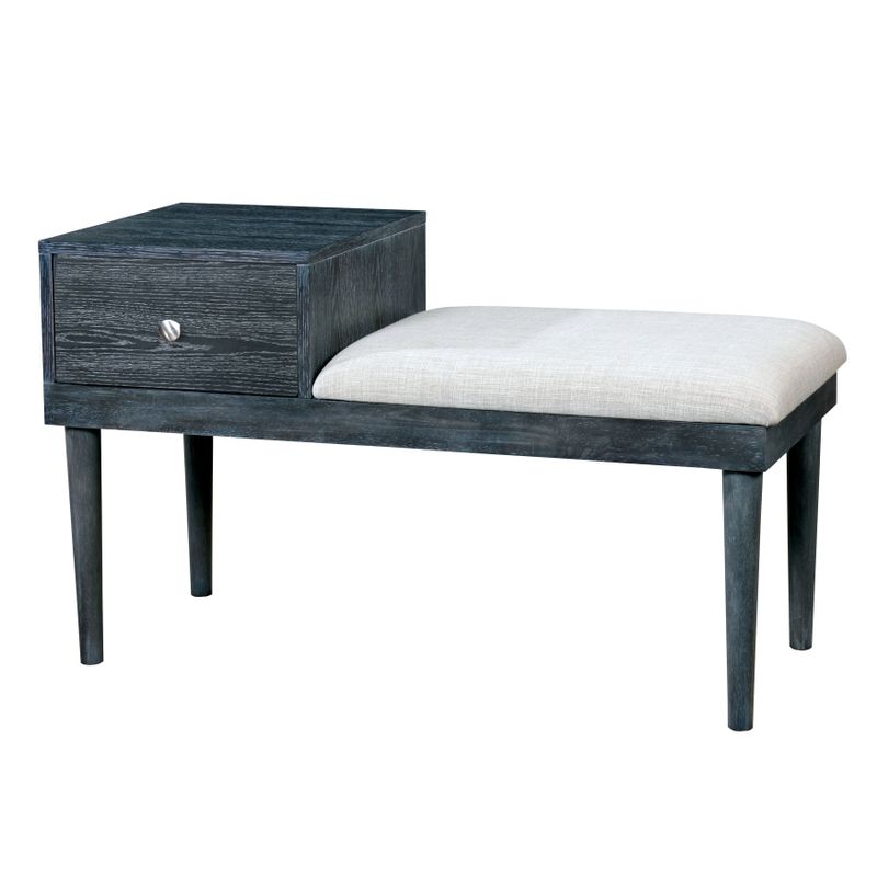 Furniture of America Jays Contemporary Grey Solid Wood Accent Bench - Weathered Grey/Ivory