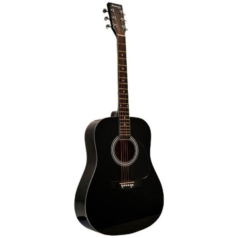 Huntington GA41PS-BK  Acoustic Guitar Dreadnaught Steel String with 1 String Winder, 2 String Sets and 3 Premium Picks, Black