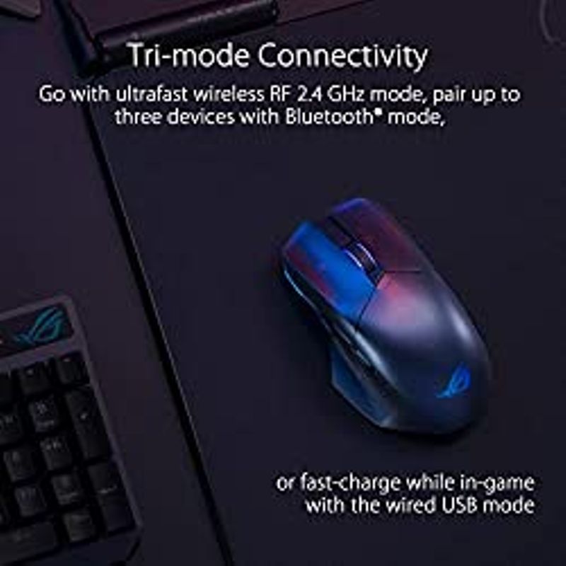 ASUS ROG Chakram X Origin Gaming Mouse, Tri-Mode connectivity (2.4GHz RF, Bluetooth, Wired), 36000 DPI Sensor, 11 programmable Buttons,...
