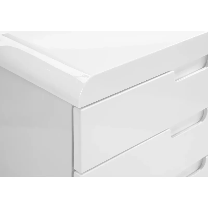 File Cabinet/ Rolling Mobile/ Storage Drawers/ Printer Stand/ Office/ Work/ Laminate/ Glossy White/ Contemporary/ Modern