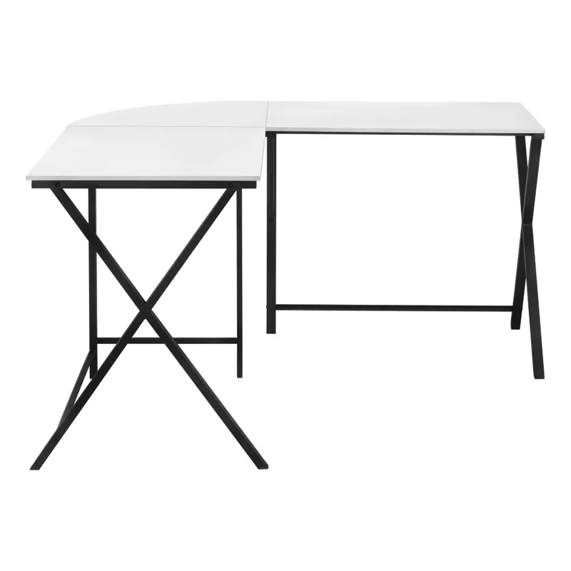 Computer Desk/ Home Office/ Corner/ 55"L/ L Shape/ Work/ Laptop/ Metal/ Laminate/ White/ Black/ Contemporary/ Modern