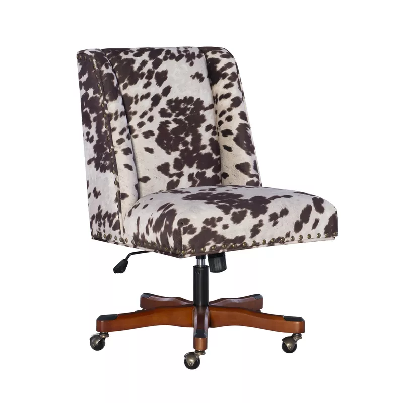 Delafield Office Chair Brown And White Cow Print