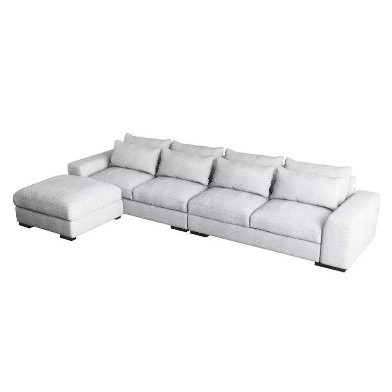 L-shaped Sectional Down Sofa and Chaise,Light Grey - Light Grey