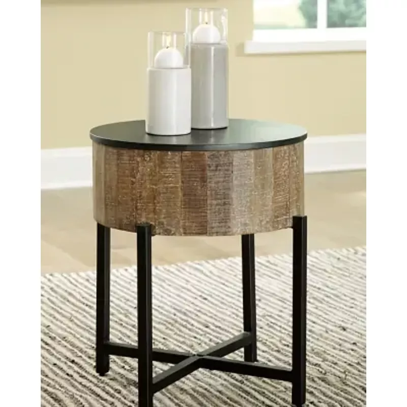 Gray/Brown Nashbryn Round End Table