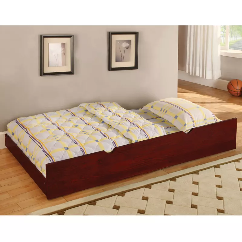 Transitional Wood Twin Kids Trundle in Cherry