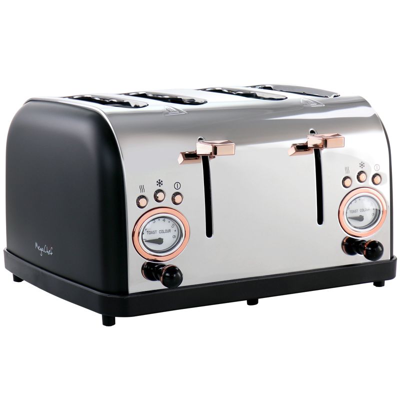 MegaChef 4 Slice Wide Slot Toaster with Variable Browning - 4 Slice - Stainless Steel - 4 Slice