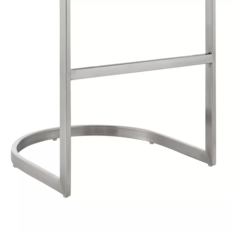 Atherik Bar Stool in Brushed Stainless Steel with White Faux Leather