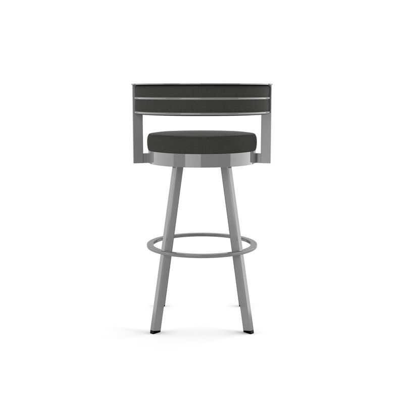 Amisco Browser Swivel Bar Stool - Charcoal Grey Polyester / Glossy Grey Metal