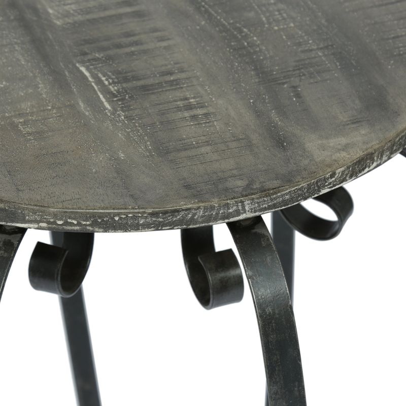 Wiers Modern Industrial Handcrafted Mango Wood Side Table by Christopher Knight Home - 21.75" L x 21.75" W x 25.00" H - Gray + Black