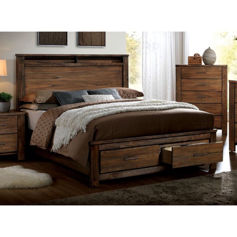 Furniture of America Llewella Eastern King Antique Oak 2-piece Bed Set - Antique Oak
