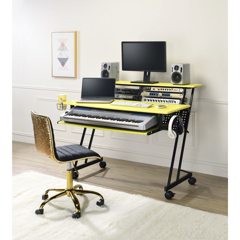 ACME Suitor Music Recording Studio Desk in Yellow and Black - Yellow/Black