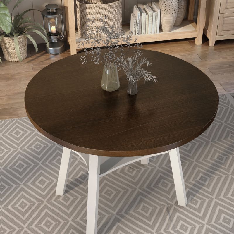 Furniture of America Winnie Oak 47-inch Round Pub Table with Drop Leaf - Antique Grey & Oak