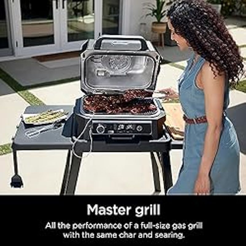 Ninja OG850 Woodfire Pro XL Outdoor Grill & Smoker with Built-In Thermometer, 4-in-1 Master Grill, BBQ Smoker, Outdoor Air Fryer, Bake,...