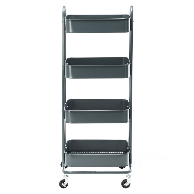 4-Tier Metal Utility Cart with Wheels Storage Shelves Organizer - 17.7"x13.7"x42.9" - Blue