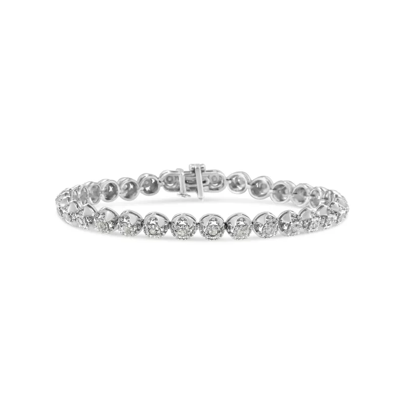 Sterling Silver 1ct. TDW Diamond Circle Link Eternity Bracelet (I-J,I3)