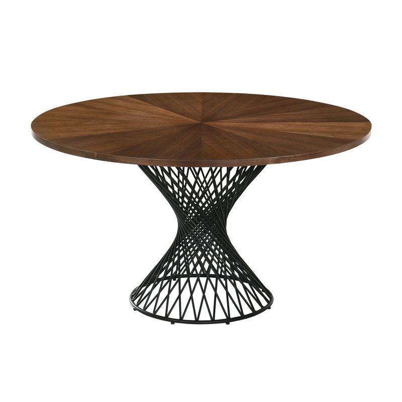 Cirque 54" Round Mid-Century Modern Pedestal Dining Table - Black