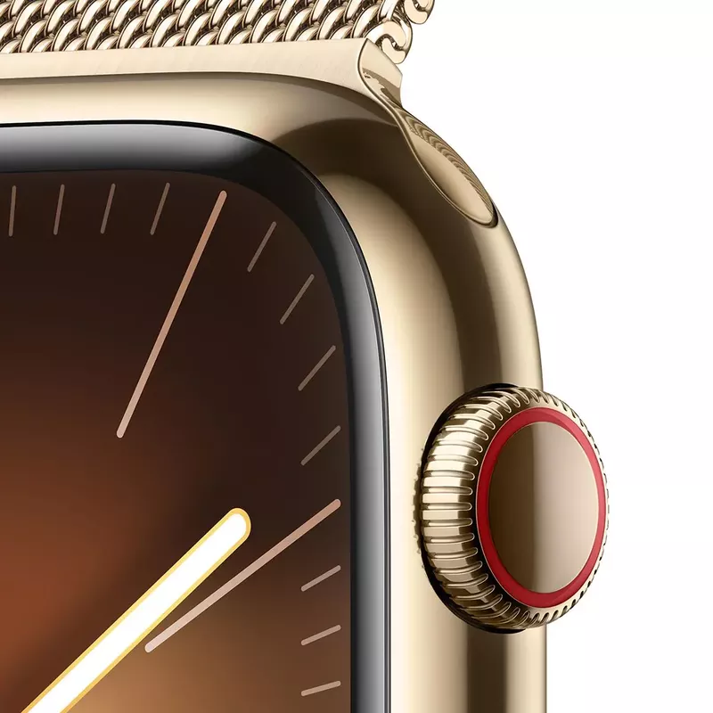 Apple Watch Series 9 (GPS + Cellular) 45mm Gold Stainless Steel Case with Gold Milanese Loop with Blood Oxygen - Gold