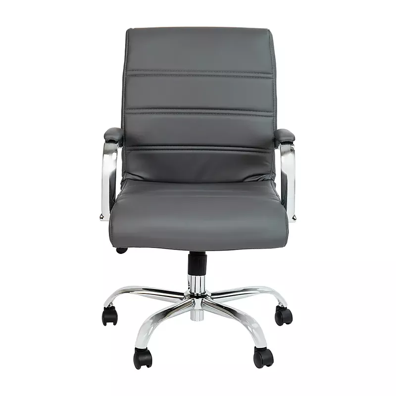 Alamont Home - Whitney Mid-Back Modern Leather/Faux Leather Executive Swivel Office Chair - Gray LeatherSoft/Chrome Frame