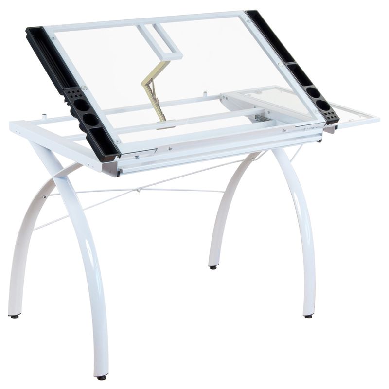 Studio Designs Futura Drafting and Hobby Craft Station Table with Folding Shelf - White