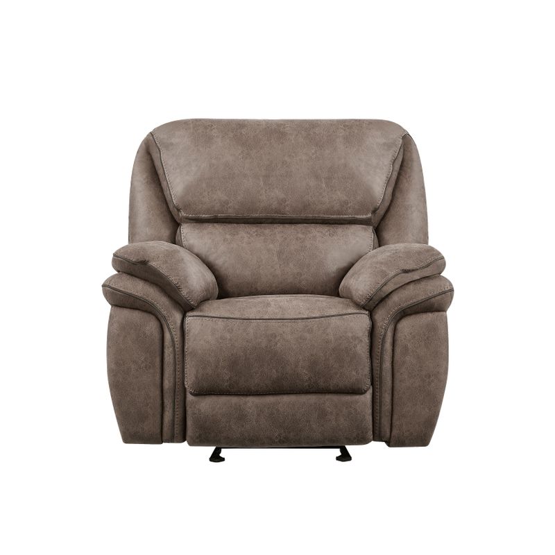 Global Furniture Glider Rocker Brown Microfiber Upholstered Extra-plush Double-pub-back Reclining Chair With Pillow-top Arms