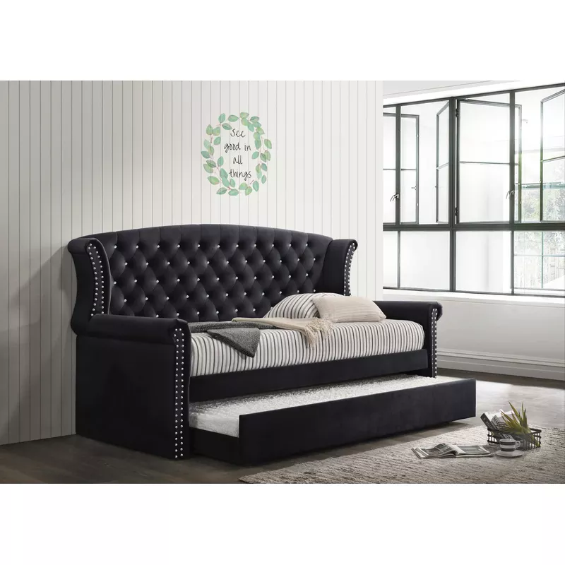 Scarlett Upholstered Tufted Twin Daybed with Trundle