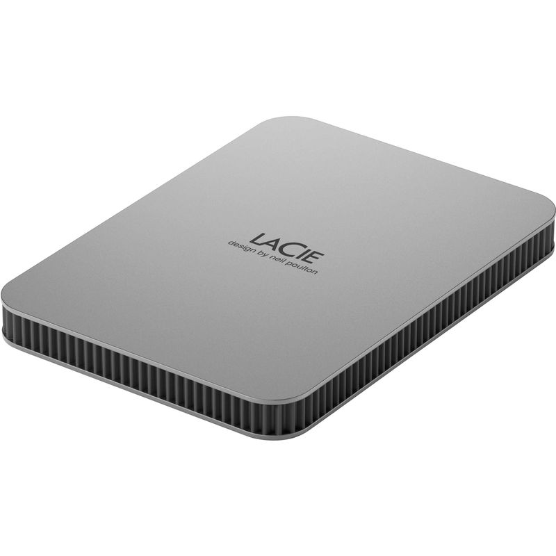 Left Zoom. LaCie Mobile 2TB External USB-C 3.2 Portable Hard Drive with Rescue Data Recovery Services - Moon Silver