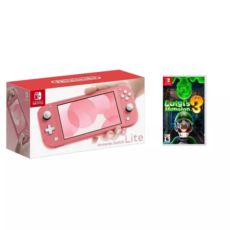 Nintendo - Switch LITE Coral + Luigi's Mansion 3 BUNDLE