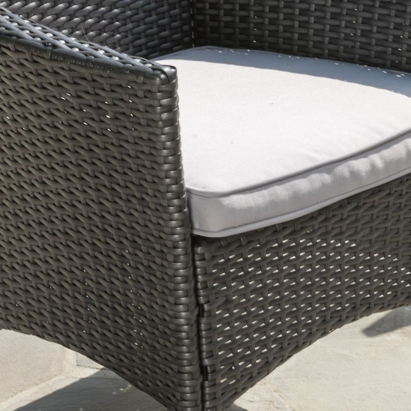 Malta Outdoor Wicker Dining Chair with Cushions (Set of 4) by Christopher Knight Home - Grey