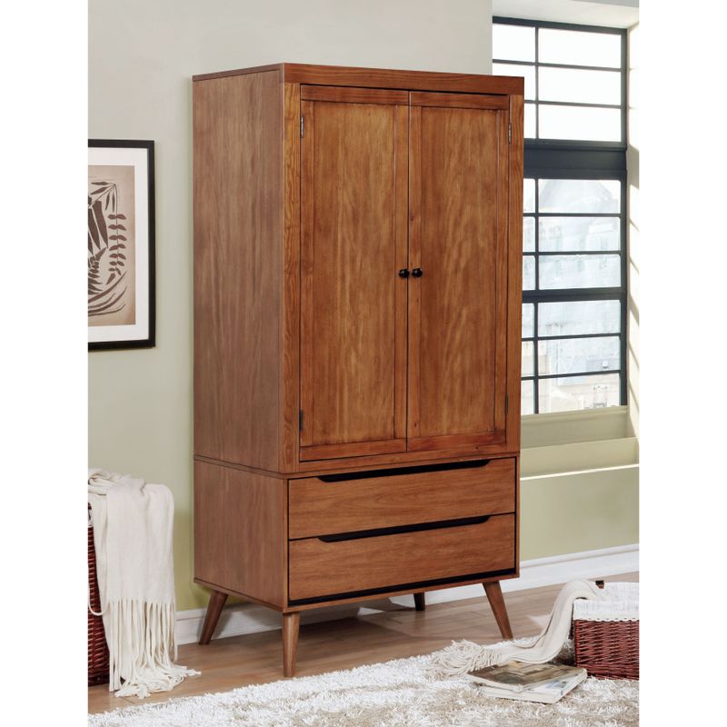 Furniture of America Corrine Mid-Century Modern 2-drawer Double-door Bedroom Armoire - White
