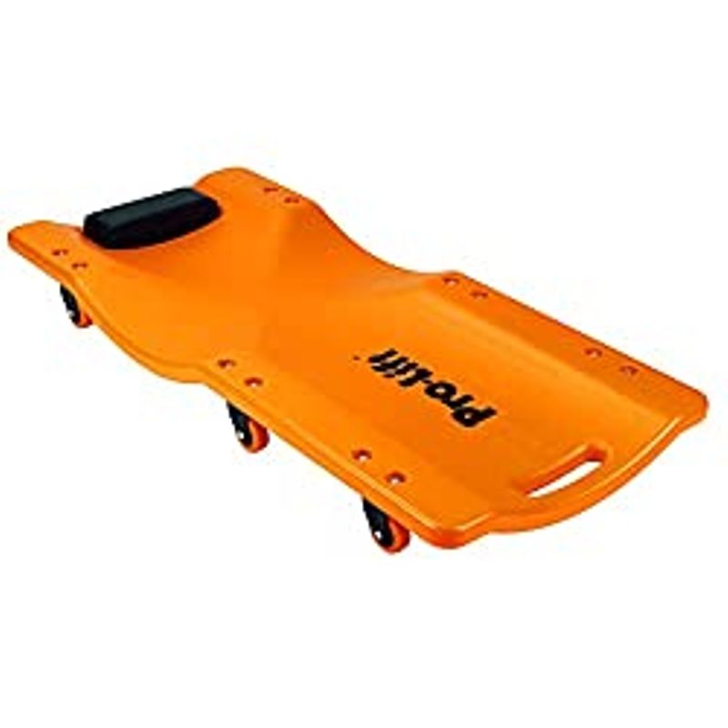 Pro-LifT Mechanic Plastic Creeper 36 Inch - Blow Molded Ergonomic HDPE Body with Padded Headrest - 300 Lbs Capacity Orange