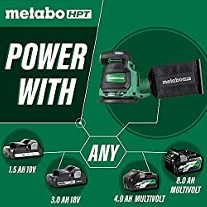 Metabo HPT 18V MultiVolt Cordless 5-Inch Random Orbit Sander | Tool Only - No Battery | Variable Speed | Brushless Motor | Electric...