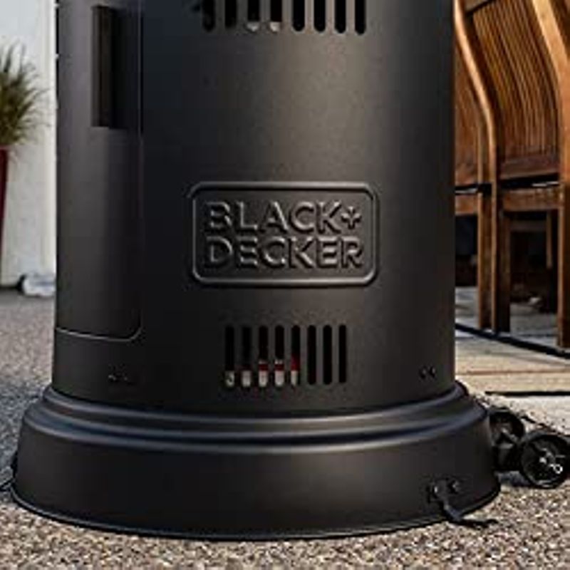 BLACK + DECKER High Efficiency 60,000 BTUs Gas Patio Heater with wheels Commercial and Residential Outdoor Heat - Black