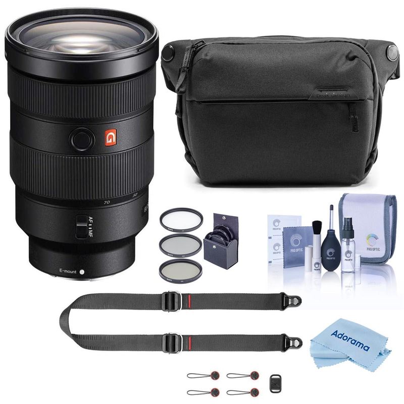 Sony FE 24-70mm f/2.8 GM (G Master) E-Mount Lens - Bundle With Peak Design SlideLITE Strap, Peak Design 6L Everyday Sling V2 Black,...