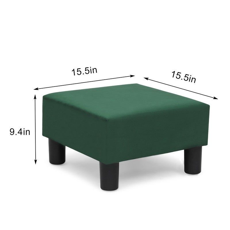 Adeco Small Square Footstool Ottoman Modern Fabric Footrest Stool - Teal