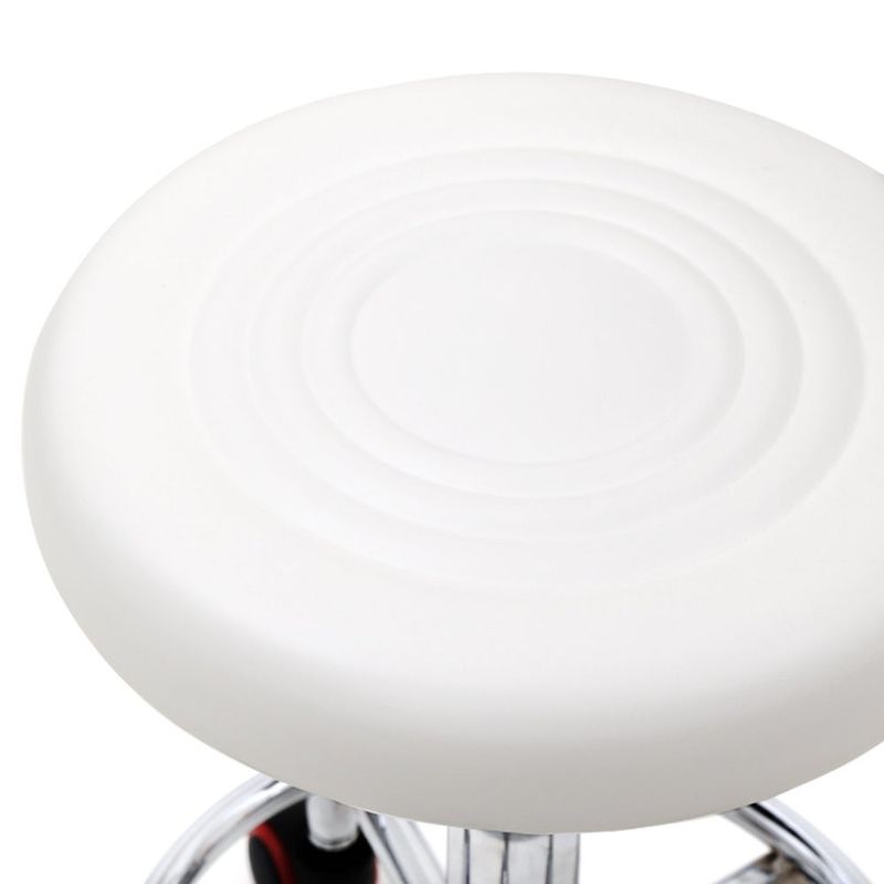 Round Shape Adjustable Salon Stool with Back and Line White Anti-rust Chair - Adjustable - Single - White