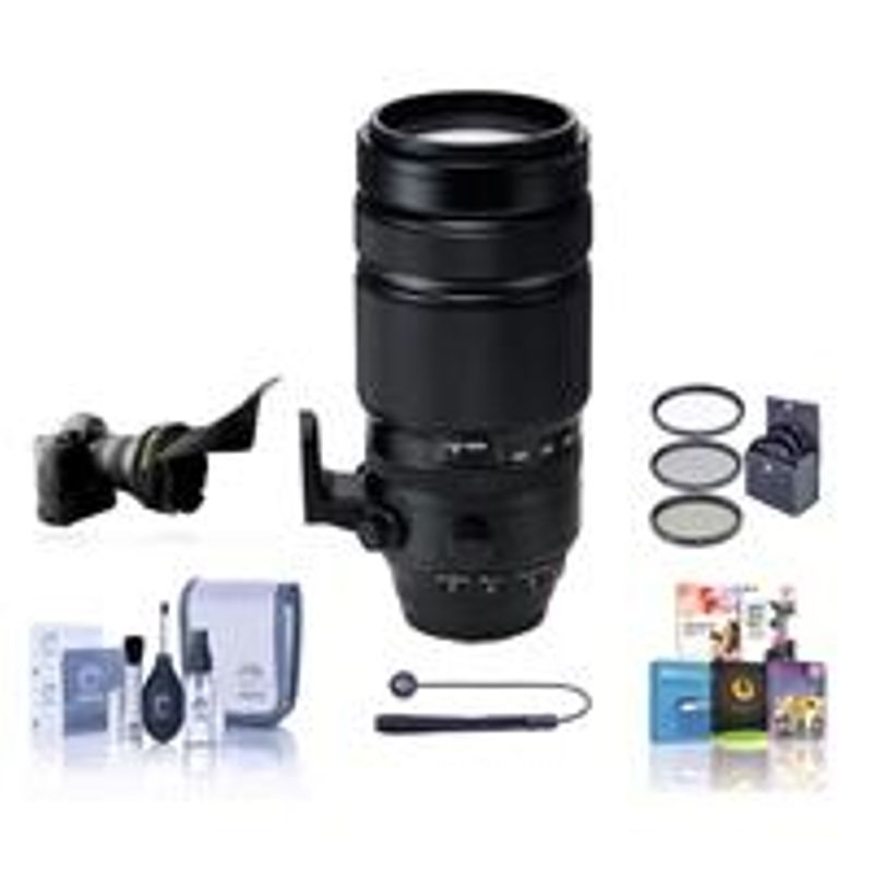 Fujifilm XF 100-400mm F4.5-5.6 R LM OIS WR Lens - Bundle with 77mm filter kit, Flex Lens Shade, Cleaning Kit, Capleash, Software Package