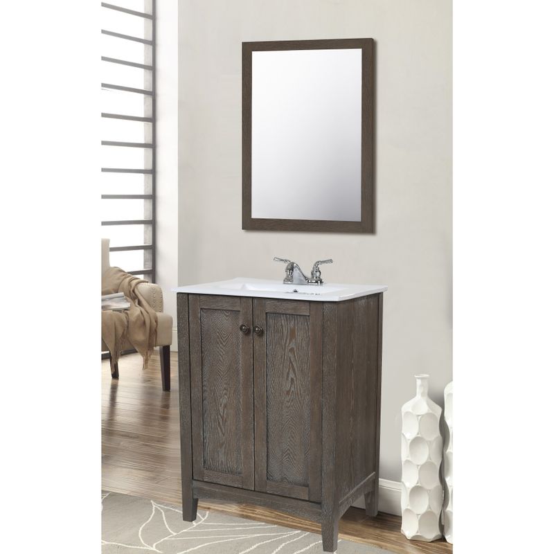 Elegant Lighting Single Bathroom Vanity Set - Weathered Oak Finish